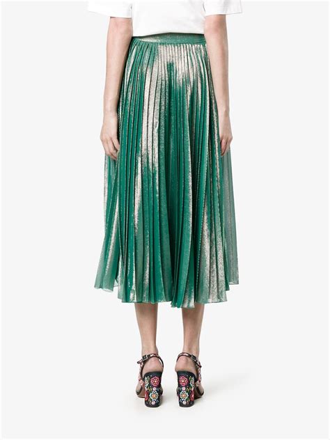 gucci green pleated skirt